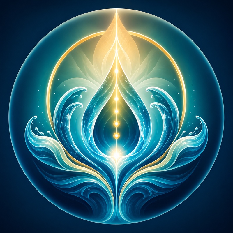 Luminous Abundant Current water and light emblem